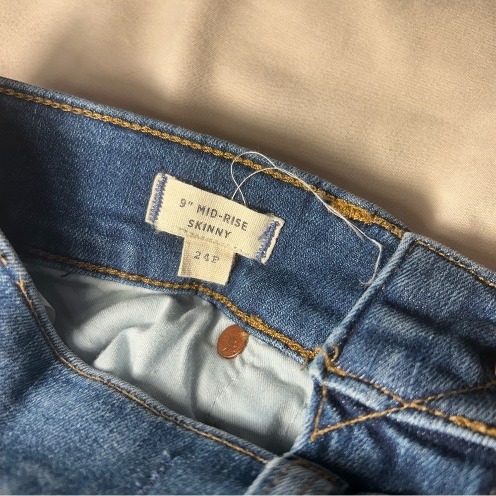 Madewell 9" Mid-Rise Skinny Jeans 24P Petite Blue Fair Trade Stretch Denim - Picture 11 of 13